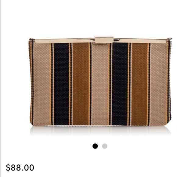 NWT J.Crew Striped Jute Clutch Purse - A5223 - Black/Brown/Tan - Picture 2 of 2